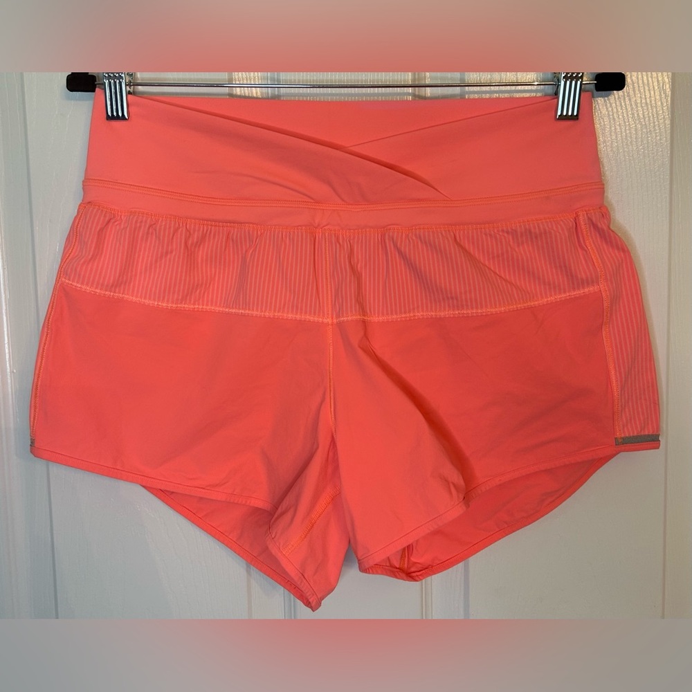 Lululemon Run: Pace Short- Pop Orange/Wagon Stripe Pop Orange/ Size 6 (FLAWED) - Picture 4 of 11